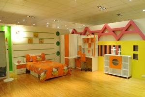 Bộ giường tủ trẻ em màu cam 561
